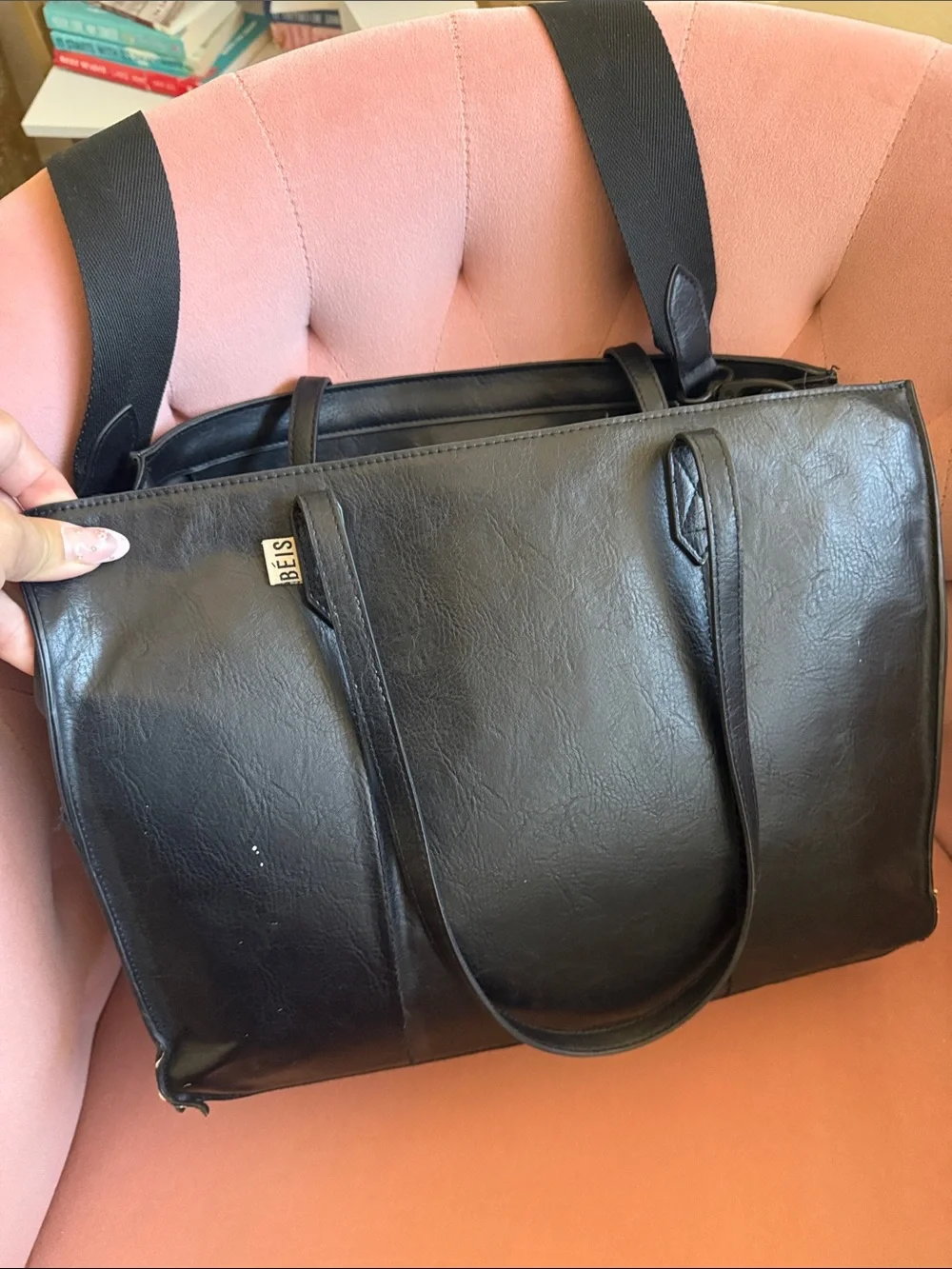 BEIS Black Work Tote with Removable Wide Strap